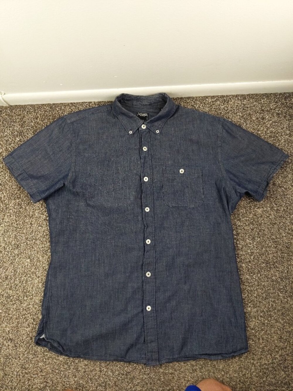 Todd Snyder Shirt Japanese Chambray Beckham S/S Button Down Indigo Mens Large